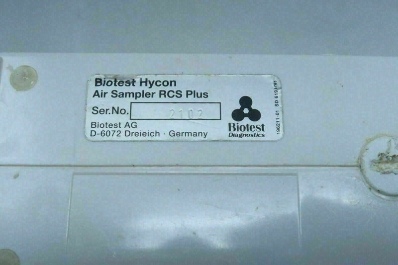Biotest 940310 Hycon RCS Plus Portable Air Sampler with Carrying Case & Brochure