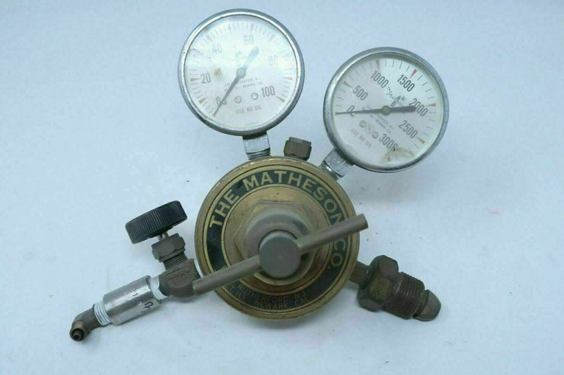 Matheson 3-580 Inert Gas Pressure Regulator Assembly with 0-100 & 0-3000 Gauges