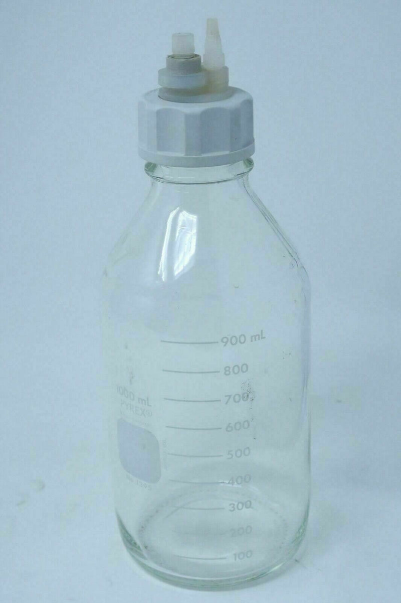 PYREX 1000mL (1L) Laboratory Medical Glass Bottle with white cap, HPLC Titration