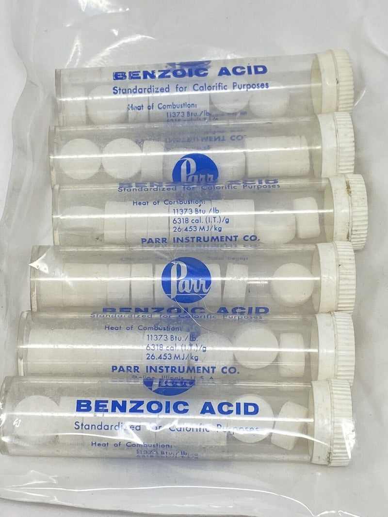 Lot Of 6 Tubes - Parr Instrument Co. Benzoic Acid, for Calorific Purposes