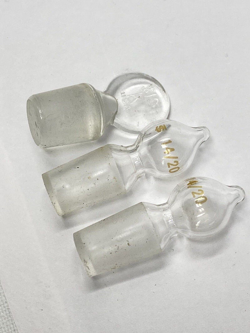 3 Pcs Lot - Corning Pyrex 14/20 Borosilicate Glass Trap Bottle Stoppers