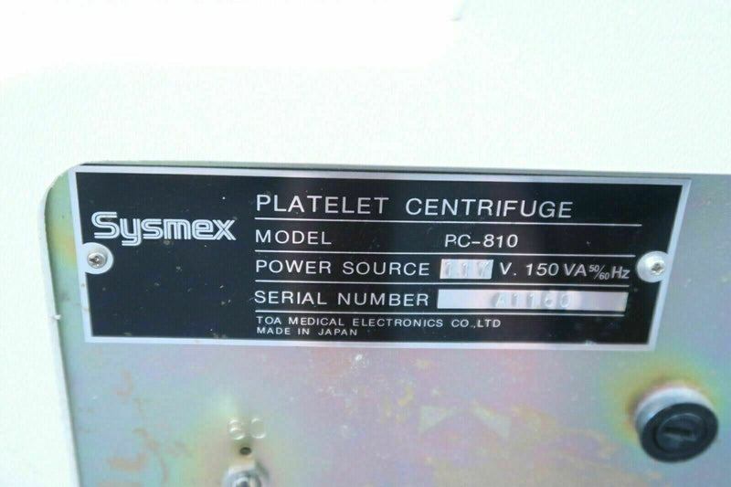 Sysmex PC-810 Benchtop Fixed-speed Laboratory Bench Top Centrifuge