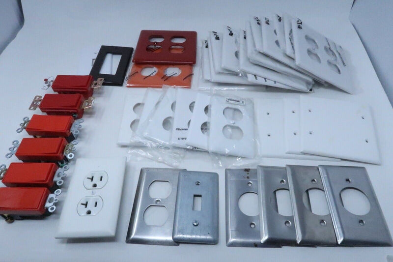 Lot of 40 Leviton assorted Outlet & light switch Cover Plastic Wall cover Plate