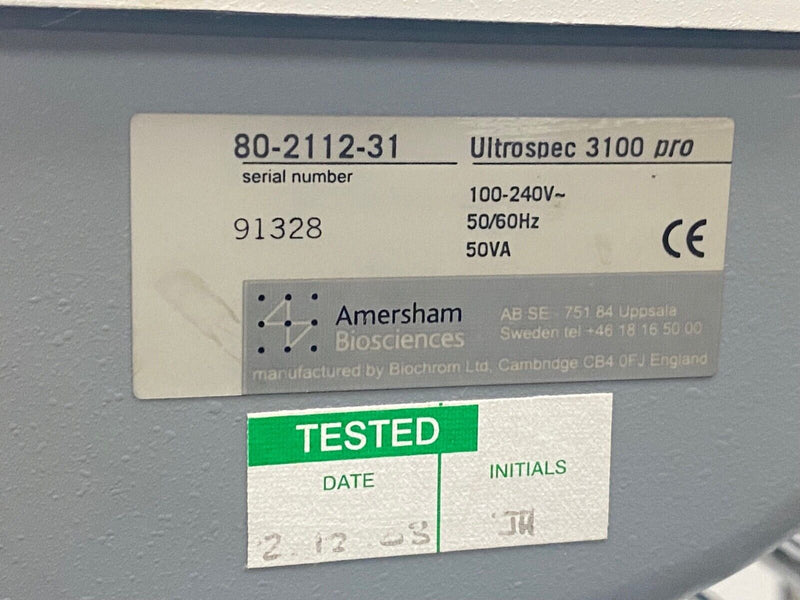 GE Healthcare Amersham Biosciences Ultrospec 3100 Pro UV Vis Spectrophotometer