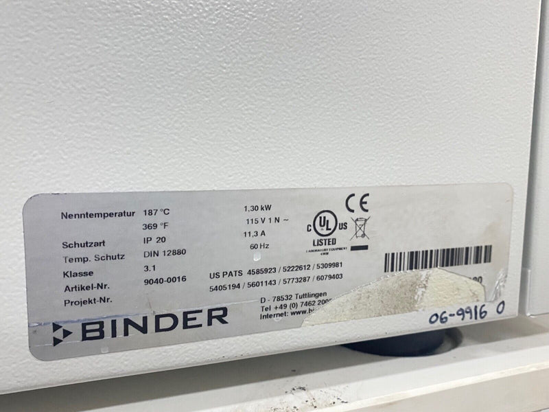 BINDER 9040-0016 CB 150-UL 150L Hot Air Sterilization Dual Stacked CO2 Incubator